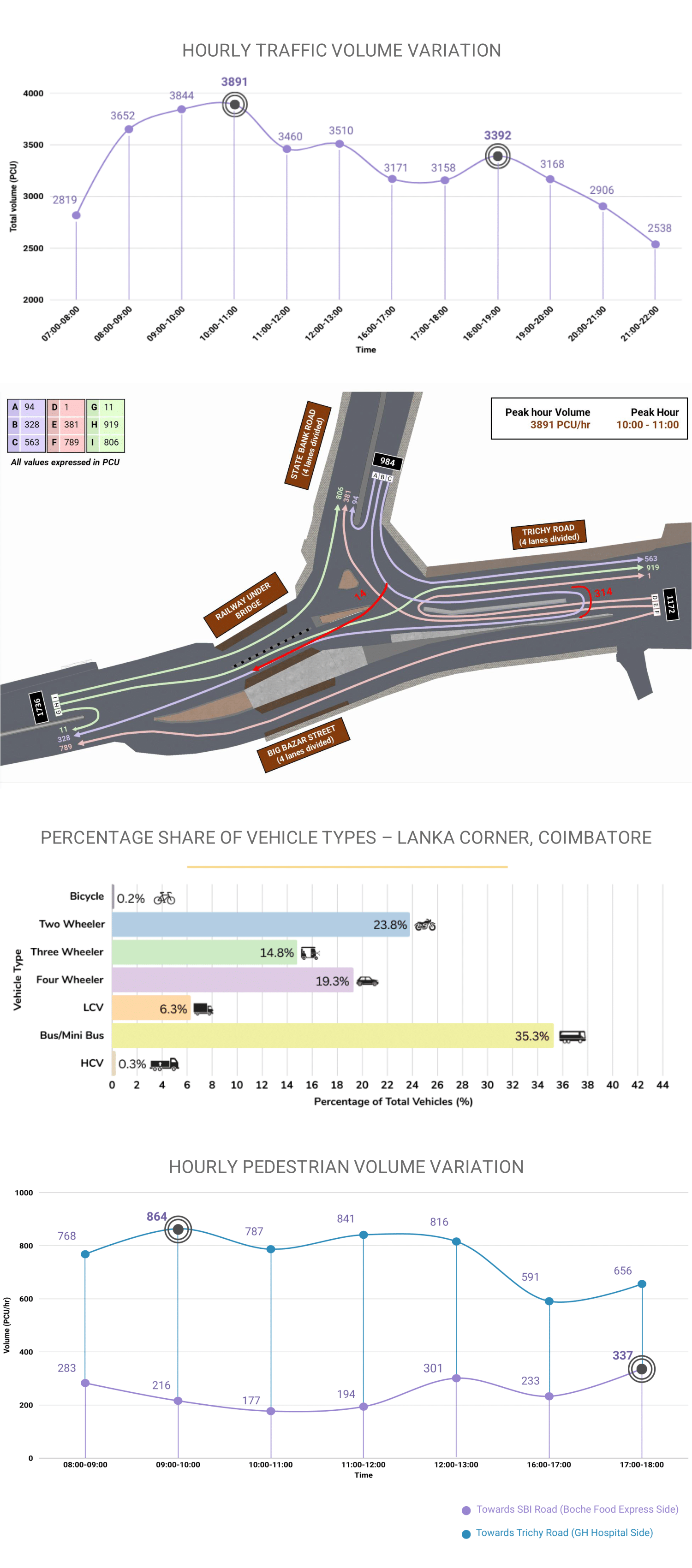 Traffic and pedestrian volume analysis data