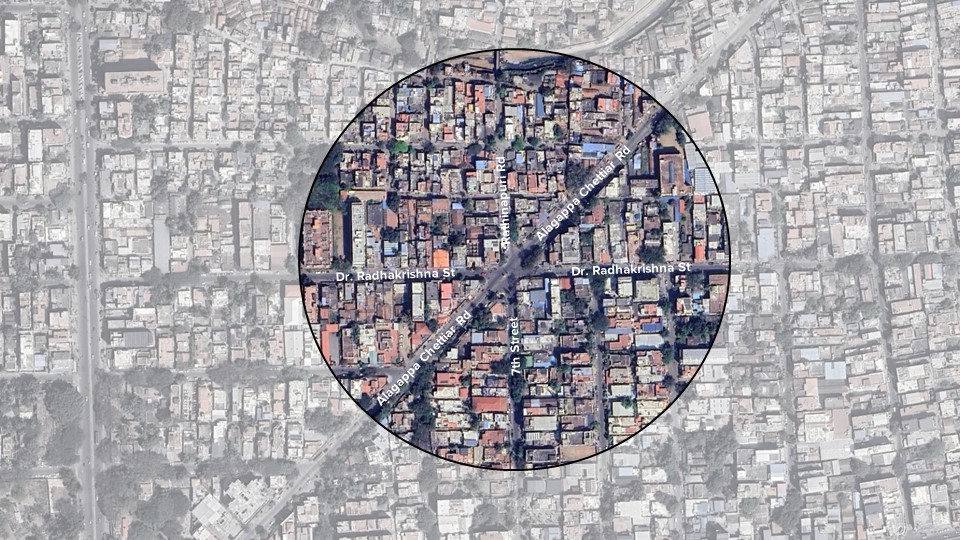 Site Context of Tatabad 6th Corner Junction showing multiple street connections