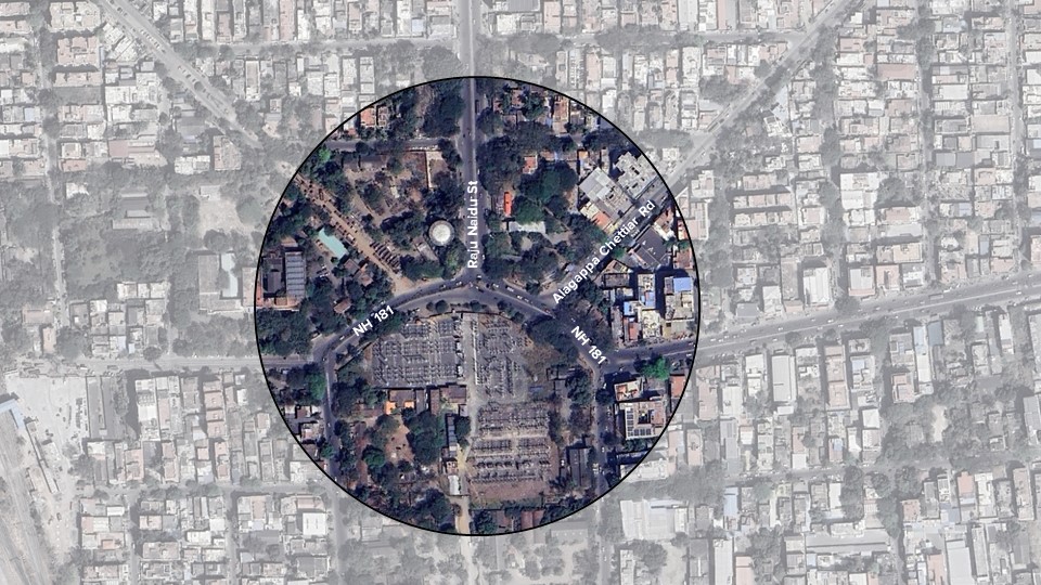 Site Context of Power House Junction showing NH 181 and Raju Naidu Street intersection